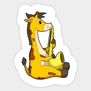 Giraffe at Music with Saxophone Sticker